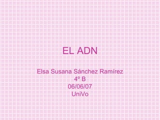 EL ADN Elsa Susana Sánchez Ramírez 4º B 06/06/07 UniVo 