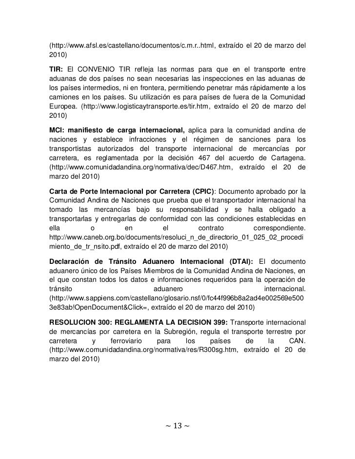 EL AGENCIAMIENTO DE TRANSPORTE INTERNACIONAL DE CARGA Y 