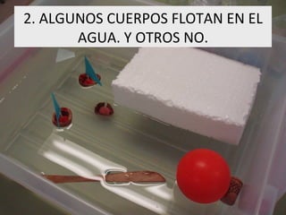 2. ALGUNOS CUERPOS FLOTAN EN EL AGUA. Y OTROS NO. 