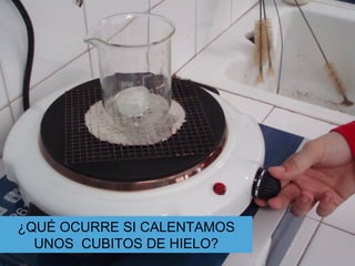 ¿QUÉ OCURRE SI CALENTAMOS UNOS  CUBITOS DE HIELO? 