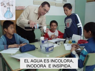 EL AGUA ES INCOLORA, INODORA  E INSÍPIDA. 