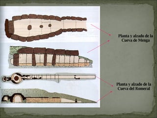 Planta y alzado de la Cueva de Menga Planta y alzado de la Cueva del Romeral 