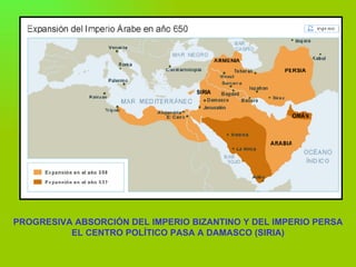 PROGRESIVA ABSORCIÓN DEL IMPERIO BIZANTINO Y DEL IMPERIO PERSA EL CENTRO POLÍTICO PASA A DAMASCO (SIRIA) 
