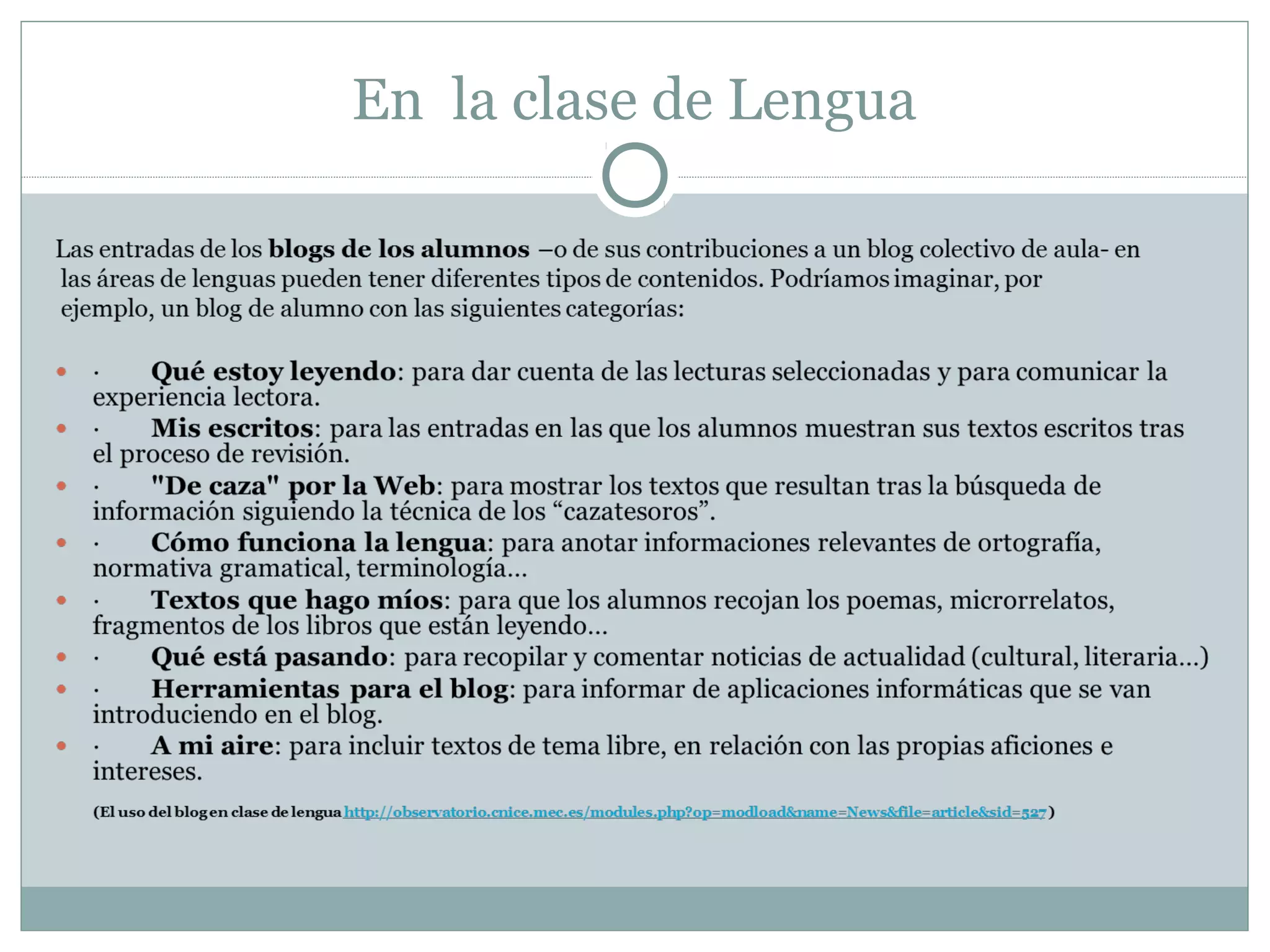 El blog en clase de Lengua | PPT
