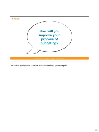 I'd like to wish you all the best of luck in creating your budgets.
21
 
