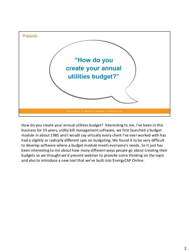 how to create an annual utilities budget