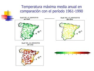 Temperatura máxima media anual en comparación con el período 1961-1990 