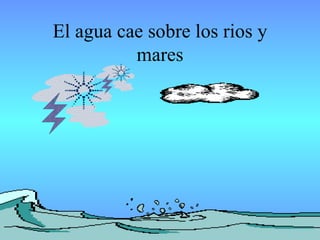 El agua cae sobre los rios y mares 