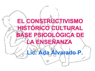EL CONSTRUCTIVISMO HISTÓRICO CULTURAL BASE PSICOLÓGICA DE LA ENSEÑANZA  Lic. Ada Alvarado P. 