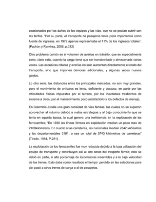 EL DESARROLLO DEL TRANSPORTE FERROVIARIO Y SU INFLUENCIA EN COLOMBIA | PDF