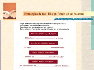 Estrategias de uso: El significado de las palabras   