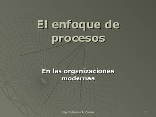 El enfoque de procesos En las organizaciones modernas Ing. Guillermo A, Corres 