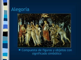 Alegoría Compuesta de figuras y objetos con significado simbólico 
