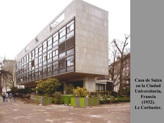 Casa de Suiza
en la Ciudad
Universitaria,
Francia
(1932).
Le Corbusier.
 