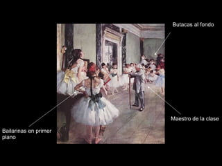 Maestro de la clase Bailarinas en primer plano Butacas al fondo 
