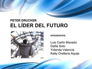PETER DRUCKER EL LÍDER DEL FUTURO INTEGRANTES: Luis Carlin Macedo Dalila Soto Yolanda Valencia Katty Orellana Aquije 