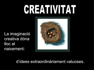 CREATIVITAT d’idees extraordinàriament valuoses. La imaginació creativa dóna lloc al naixement: 
