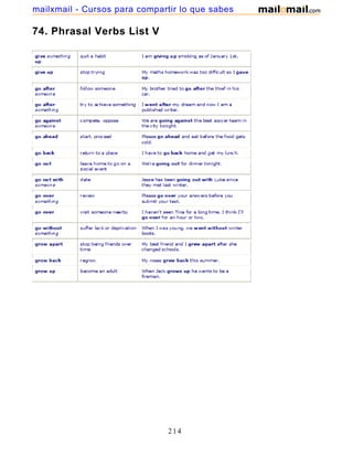74. Phrasal Verbs List V
214
mailxmail - Cursos para compartir lo que sabes
 
