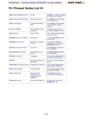 75. Phrasal Verbs List VI
216
mailxmail - Cursos para compartir lo que sabes
 
