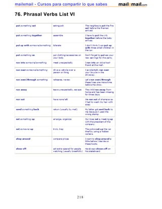 76. Phrasal Verbs List VI
218
mailxmail - Cursos para compartir lo que sabes
 