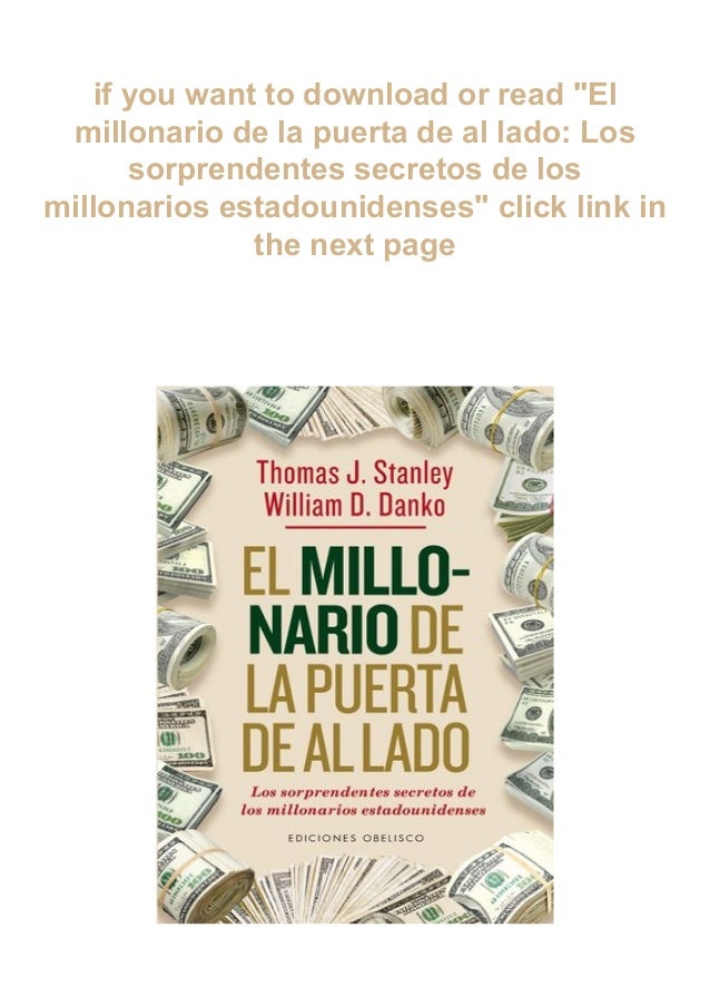 Download El Millonario De La Puerta De Al Lado Thomas J Stanley Free Books