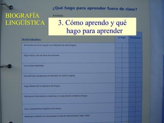 BIOGRAFÍA LINGÜÍSTICA 3. Cómo aprendo y qué hago para aprender  