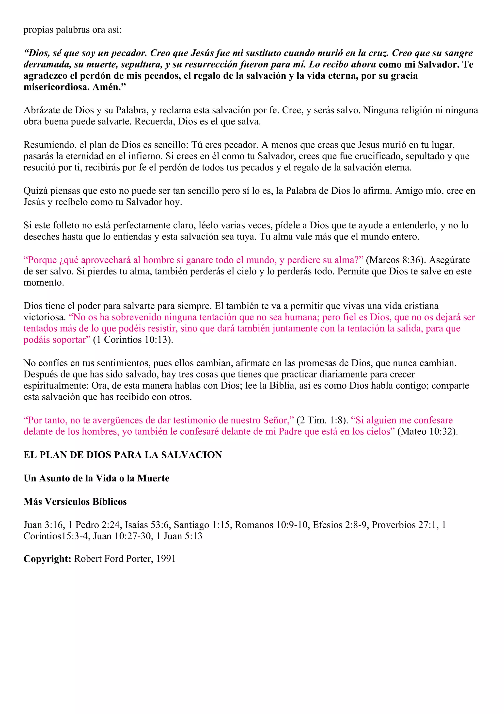 El Plan De Dios Para La Salvacion | PDF