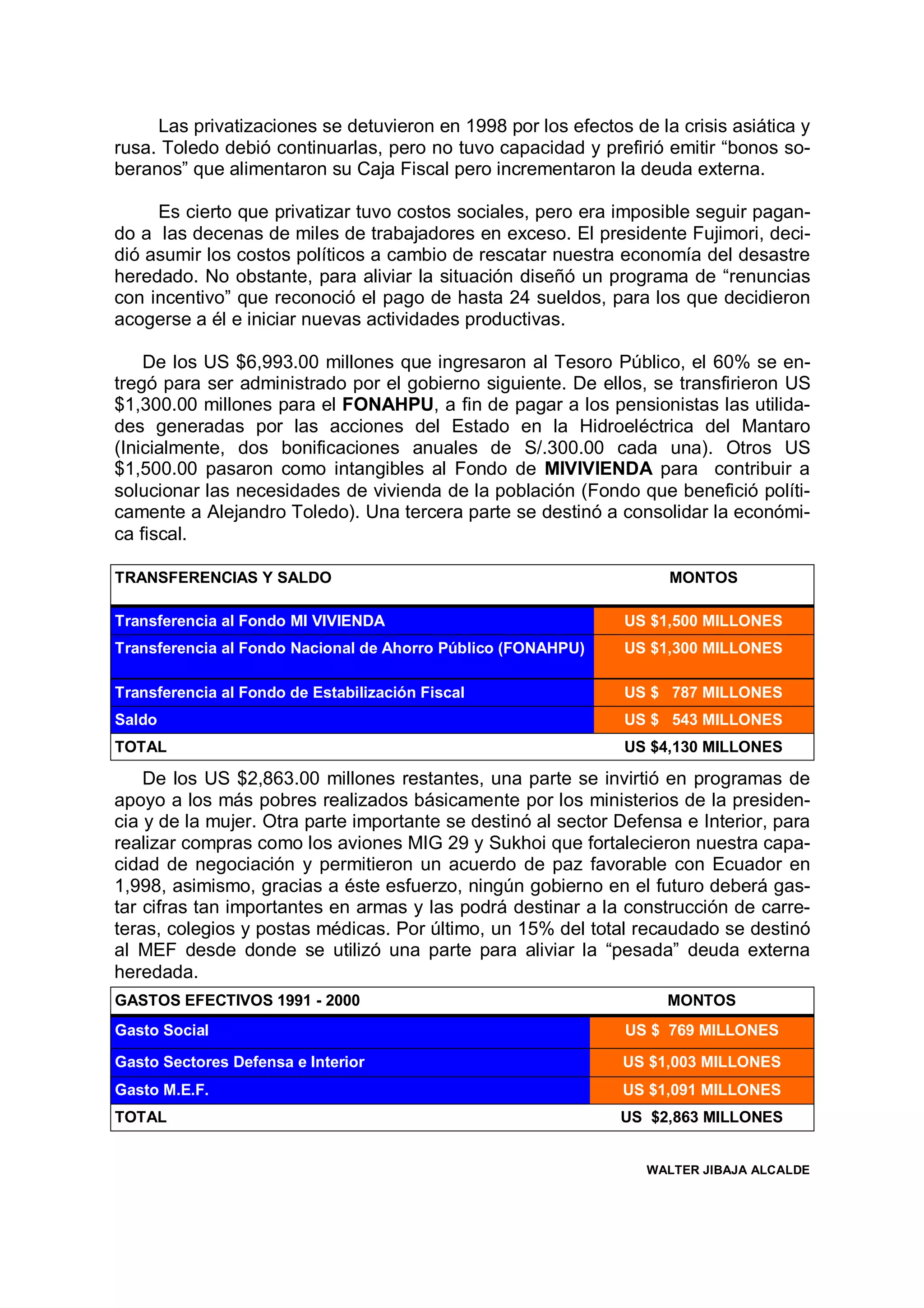 El Proceso de Privatizaciones en la Década de Fujimori | PDF