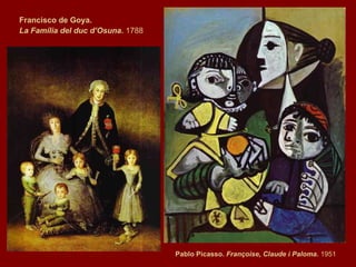 Pablo Picasso.  Françoise, Claude i Paloma.  1951   Francisco de Goya.  La Família del duc d’Osuna.  1788   
