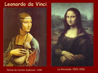 Leonardo da Vinci Retrat de Cecilia Gallerani . 1490 La Gioconda. 1503-1506 