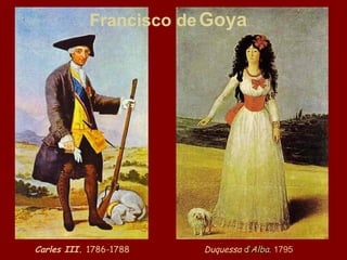 Carles III.  1786-1788 Francisco de   Goya Duquessa  d’ Alba.  1795  
