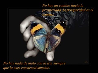 No hay un camino hacia la prosperidad, la prosperidad es el camino. No hay nada de malo con la ira, siempre que la uses constructivamente. 