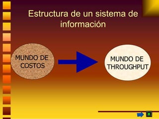 Estructura de un sistema de información MUNDO DE  COSTOS MUNDO DE  THROUGHPUT 