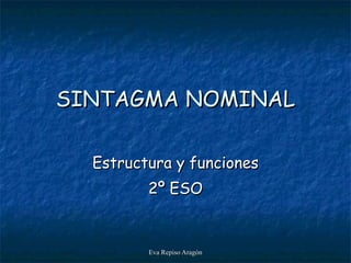 SINTAGMA NOMINAL Estructura y funciones 2º ESO 