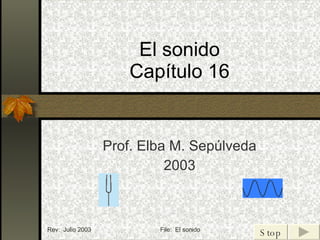 El sonido Capítulo 16 Prof. Elba M. Sepúlveda 2003 