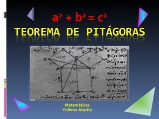 Matemáticas Yolimar Atacho a 2  + b 2  = c 2 