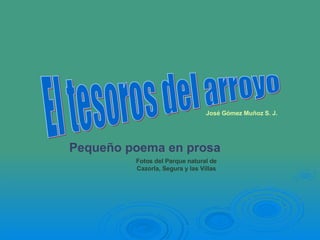 José Gómez Muñoz S. J. Pequeño poema en prosa El tesoros del arroyo Fotos del Parque natural de Cazorla, Segura y las Villas 