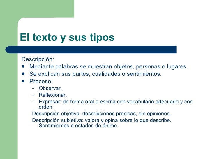 El Texto Y Sus Tipos