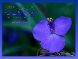 El mundo es como  un espejo:  si le muestras mala cara,  te pondrá mala cara; sonríe, y te sonreirá. —HERBERT SAMUELS 