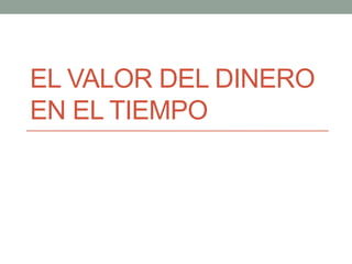 EL VALOR DEL DINERO
EN EL TIEMPO
 