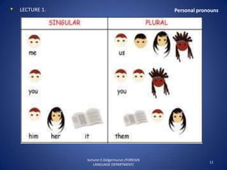 LECTURE 1.                                     Personal pronouns




             lecturer E.Delgermurun /FOREIGN
                                                            11
                 LANGUAGE DEPARTMENT/
 