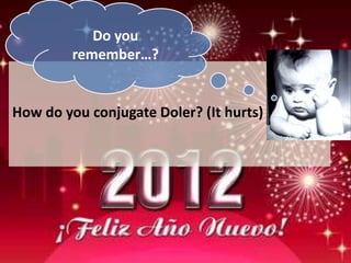 Do you
         remember…?


How do you conjugate Doler? (It hurts)
 