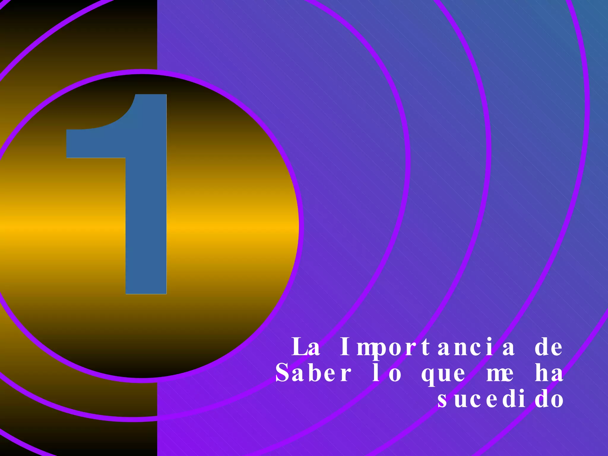 1 La Importancia de Saber lo que me ha sucedido