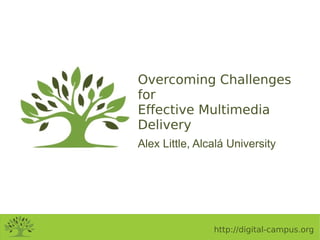 Overcoming Challenges
for
Effective Multimedia
Delivery
Alex Little, Alcalá University




                http://digital-campus.org
 