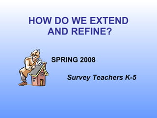 HOW DO WE EXTEND  AND REFINE? SPRING 2008 Survey Teachers K-5 