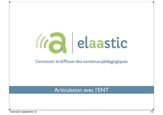 Franck Silvestre - 2012, tous droits réservés
Articulation avec l’ENT
19mercredi 4 septembre 13
 