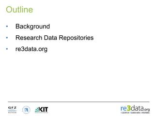 Outline
• Background
• Research Data Repositories
• re3data.org
 
