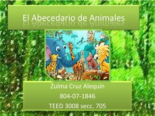 El Abecedario de Animales




      Zulma Cruz Alequín
         804-07-1846
      TEED 3008 secc. 705
 