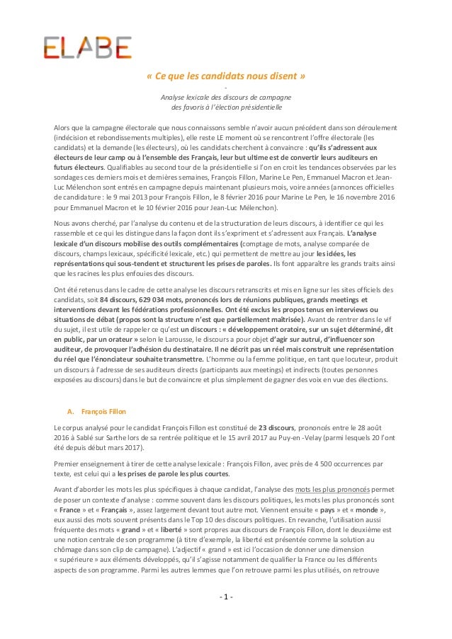 Ce Que Les Candidats Nous Disent Analyse Lexicale Des Discours De