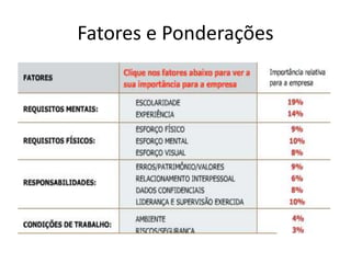 Fatores e Ponderações
 